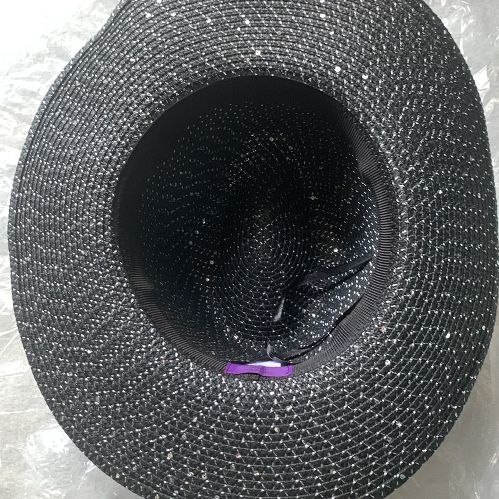 David and Young Collection sequin/stone black Cowboy strawhat - Picture 4 of 13